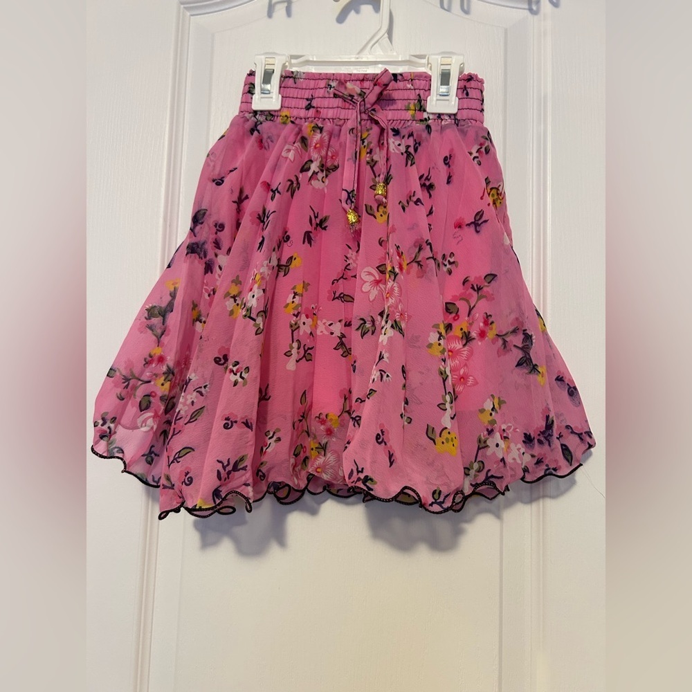 Pink Floral A-Line Skirt